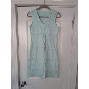 Carve Designs Dress Womens Small Aqua Blue Sleeveless organic Cotton tiered